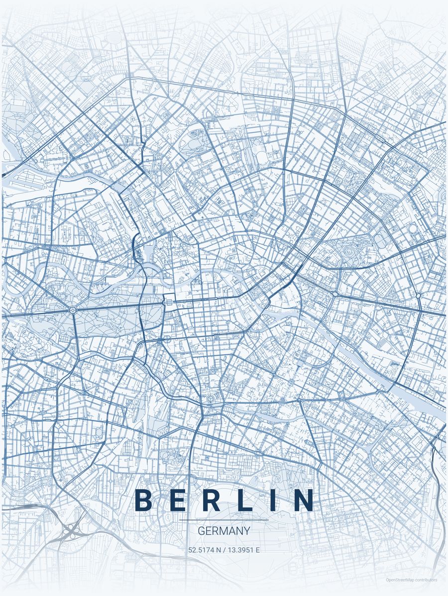 Minimalist map poster of Berlin, Germany