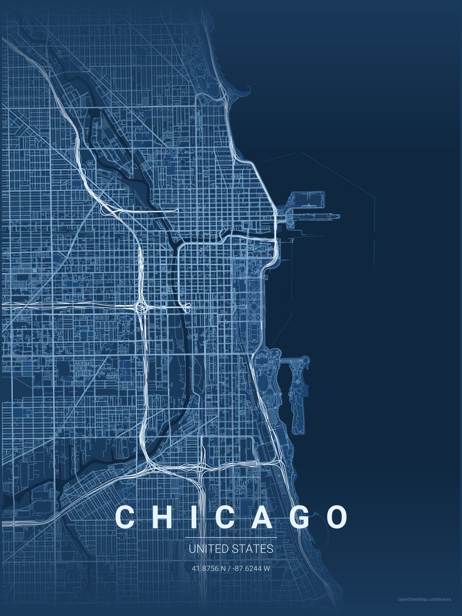 Minimalist map poster of Chicago, United States
