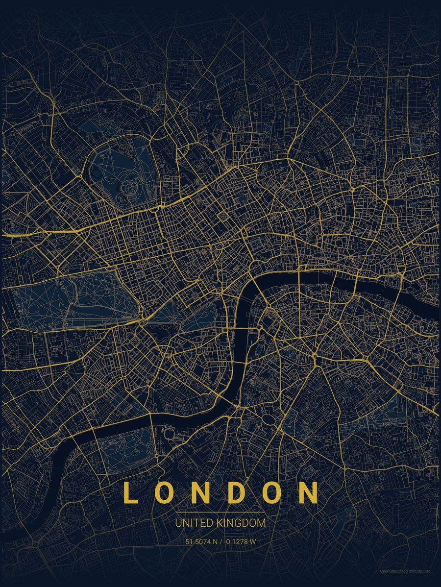Minimalist map poster of London, United Kingdom