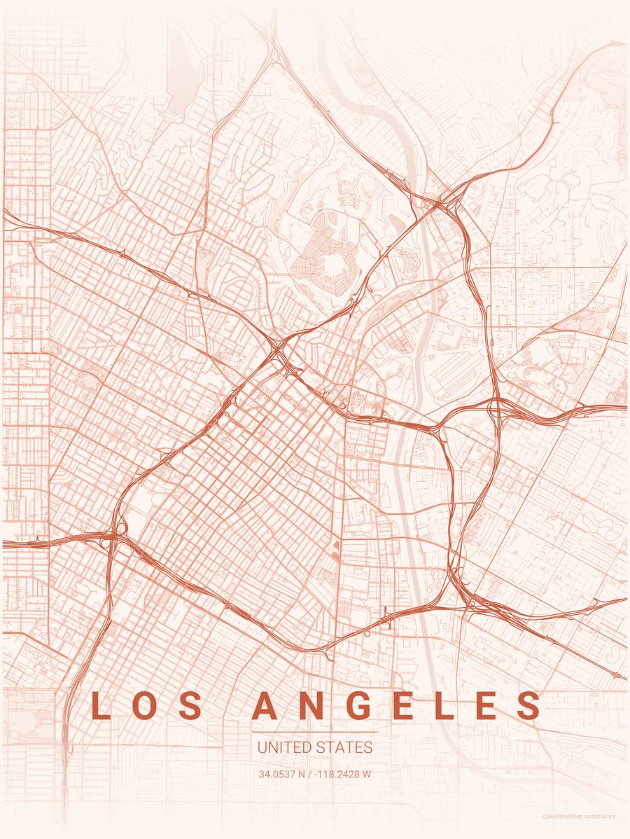 Minimalist map poster of Los Angeles, United States