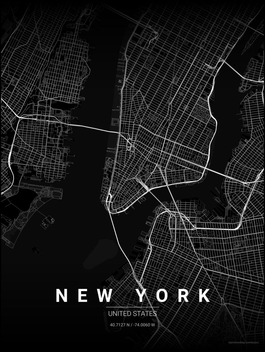 Minimalist map poster of New York, United States