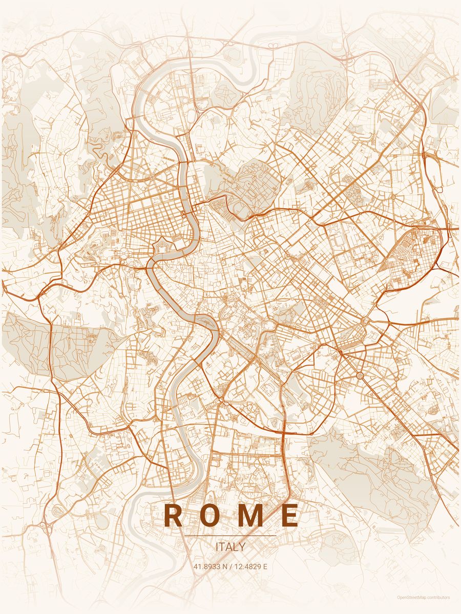 Minimalist map poster of Rome, Italy