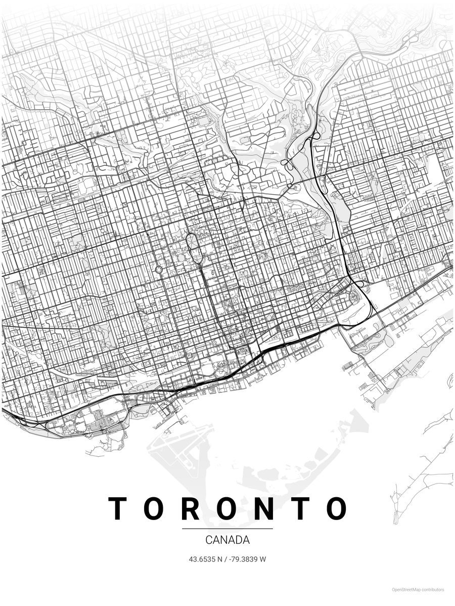 Minimalist map poster of Toronto, Canada